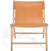 image:imageSAFAVIEH Couture Collection  Alanarose Tan amp Natural Solid Teak Wood Accent Chair Modern Sling Style Leather Seat Fully Assembled SFV1903DTanNatural