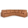 image:imageSAFAVIEH Couture Collection  Gretel Brown Top Grain Leather LShaped Sectional Fully Assembled Corner Sofa with Wood Accents SFV2414ABrown