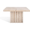 image:imageSAFAVIEH Couture Collection  Olivia Black Square Travertine Accent Table Sculptural Pedestal Display Table SFV9702COff White