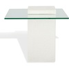 image:imageSAFAVIEH Couture Collection  Sophibeth Ivory Concrete and Glass Accent Table Contemporary Modern Side Table Sculptural Display Design SFV2610AIvoryClear