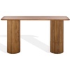 image:imageSAFAVIEH Couture Collection  Treyshawn Walnut Solid Wood amp Black Marble Top Console Table Rectangular Fluted Base Accent SFV6411BWalnut