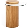 image:imageSAFAVIEH Couture Collection Tasharose Natural Brown Solid Wood Natural amp Clear Glass Top Pedestal Accent TableNaturalClear