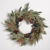 image:imageSAFAVIEH Home Collection 24inch Decorative Artificial Pine Wreath with Pine Cones amp Blueberries Fully AssembledGreenBlue