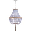 image:imageSAFAVIEH Lighting Collection  Lush Kristi Grey Beaded Boho Farmhouse 3Light Pendant Chandelier with Tassel Adjustable Hanging Ceiling Light LIT4477CBlue