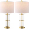 image:imageSAFAVIEH Lighting Collection  Nalla Clear Glass Table Lamp Set of 2 23 Decorative Accent Lights with Fabric Shades E26 Bulb Compatible TBL4621ASET2ClearBrass
