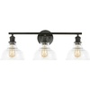 image:imageSAFAVIEH Lighting Collection Calyna BlackClear 3light Wall Sconce Light Fixture Ideal for Bathroom Entryway Vanity Foyer Hallway Living Room LED Bulbs IncludedBlack