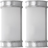 image:imageSAFAVIEH Lighting Collection Florence Modern Contemporary Silver Bedroom Bathroom Vanity Hallway Foyer Living Room Wall Sconce Set of 2 LED Bulbs IncludedSilverLeaf