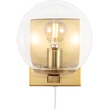 image:imageSAFAVIEH Lighting Collection Jurosa BrassClear Glass Globe Shade Wall Sconce Set of 2 Light Fixture Ideal for Bathroom Entryway Vanity Foyer Hallway Living Room LED Bulbs Included