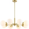 image:imageSAFAVIEH Lighting Collection Prosie GoldWhite 8Light Hanging Adjustable Chandelier Light Fixture LED Bulbs Included