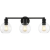 image:imageSAFAVIEH Lighting Collection Sunetta BlackClear Glass Globe Shade 3Light Wall Sconce Light Fixture Ideal for Bathroom Entryway Vanity Over Mirror Foyer Living Room LED Bulbs IncludedBlack