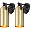 image:imageSAFAVIEH Lighting Collection Westly BlackGold Modern Downlight Wall Sconce Set of 2 Light Fixture Ideal for Bathroom Entryway Vanity Foyer Hallway Living Room LED Bulbs IncludedGoldBlack