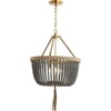 image:imageSAFAVIEH PND4084A Adra Adjustable Bohemian Beaded Brown Rope Tassel 3Light LED Bulbs Included Pendant Brass GoldDark Grey