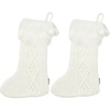 image:imageSafavieh Home Collection Cookie White 20inch Hanging Knit PomPom Holiday Christmas Stocking Set of 2
