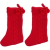 image:imageSafavieh Home Collection Nutmeg GreyWhite 19inch Hanging Knit PomPom Holiday Christmas Stocking Set of 2Red