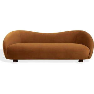 image:imageSAFAVIEH Couture  Jocelyne Sofa  Modern Curved Design  Brown Velvet amp Walnut  Ideal for Living Room Family Room 85 W x 368 D x 30 H SFV7519ABrownWalnut