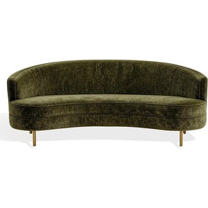 image:imageSAFAVIEH Couture  Primrose Curved Sofa  Olive Green Chenille Upholstery  Ideal for Living Room Family Room 894 W x 44 D x 33 H SFV4715G