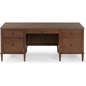 image:imageSAFAVIEH Couture Collection  Ariella Walnut Oak Wood 5Drawer Desk Modern Storage Writing Table with Iron Accents SFV4223BWalnut