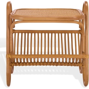 image:imageSAFAVIEH Couture Collection  Bayard Natural Rattan Accent Table Side Table with Magazine Holder Tropical Coastal Design Fully Assembled CWK3017ANatural