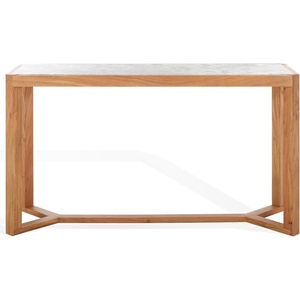 image:imageSAFAVIEH Couture Collection  Bernardi Walnut amp Brown Marble Top Console Table with Solid Wood Base Modern Accent Entryway Table SFV9745BNaturalWhite