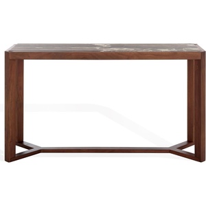 image:imageSAFAVIEH Couture Collection  Bernardi Walnut amp Brown Marble Top Console Table with Solid Wood Base Modern Accent Entryway Table SFV9745BWalnutBrown
