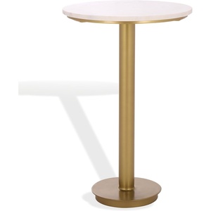 image:imageSAFAVIEH Couture Collection  Branxton Brass amp Marble Accent Table Tall Round Side Table Modern Pedestal Design SFV7917ABrassWhite