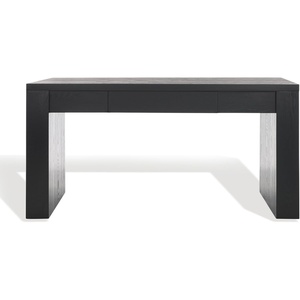 image:imageSAFAVIEH Couture Collection  Deborah Black Elm Wood Desk Modern Writing Table with Drawer Storage SFV2313BBlack