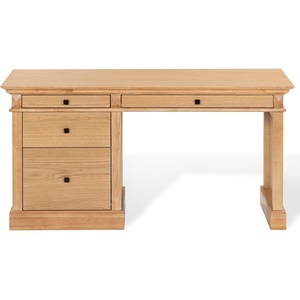 image:imageSAFAVIEH Couture Collection  Francesco Natural Wood 4Drawer Desk with Black Accents Modern Writing Table with Storage SFV4239BNaturalBlack