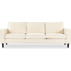 image:imageSAFAVIEH Couture Collection  Kalyna 35 Seater Sofa  Light Grey Modern Upholstered Polyester Fabric Couch with Square Arms amp Tapered Legs SFA2007CCreme