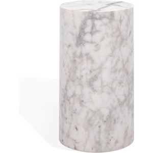 image:imageSAFAVIEH Couture Collection  Leah Bryanna White Marble Accent Table Round Drink Table Sculptural Pedestal Design SFV9750AWhite