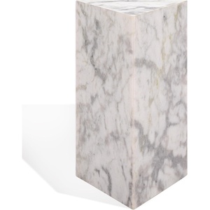 image:imageSAFAVIEH Couture Collection  Leah Bryanna White amp Brown Marble Accent Table Triangle Top Drink Table Sculptural Pedestal Design SFV9751BWhite
