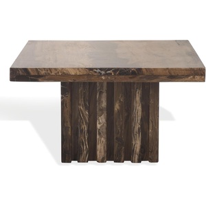 image:imageSAFAVIEH Couture Collection  Olivia Black Square Travertine Accent Table Sculptural Pedestal Display Table SFV9702CBrown