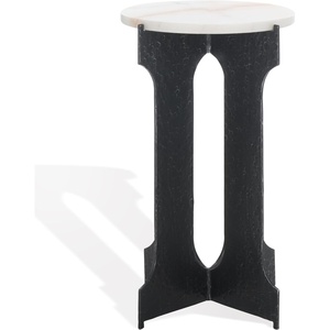 image:imageSAFAVIEH Couture Collection  Tayanna Black Iron amp Marble Accent Table Modern Side Table Minimalist Round Top Design Fully Assembled SFV9546ABlackWhite