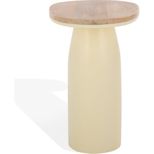 image:imageSAFAVIEH Couture Collection  Veronica Wood amp Lacquer Accent Table Modern Organic Style Sculptural Pedestal Design SFV5787ANaturalWhite