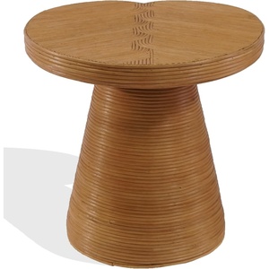 image:imageSAFAVIEH Couture Collection  Vyvianna Natural Rattan Pedestal Accent Table Fully Assembled Round Side Table for Living Room Bedroom or Lounge Space CWK3031ANatural
