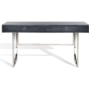 image:imageSAFAVIEH Couture Collection Estella Modern Black Cerused OakSilver 2Drawer Desk