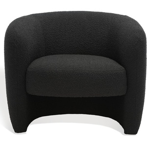 image:imageSAFAVIEH Couture Collection Everly Black Boucle Barrel Back Accent Chair Fully AssembledBlack
