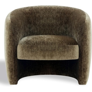 image:imageSAFAVIEH Couture Collection Everly Black Boucle Barrel Back Accent Chair Fully AssembledDark Brown