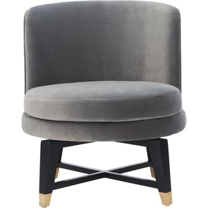image:imageSAFAVIEH Couture Collection Trinity Charcoal Grey Velvet Swivel Accent Chair