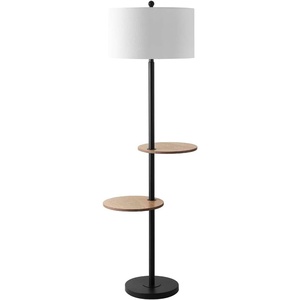 image:imageSAFAVIEH FLL4076A Lighting Kelsen 2Shelf Matte Black 63inch LED Bulb Included Floor Lamp