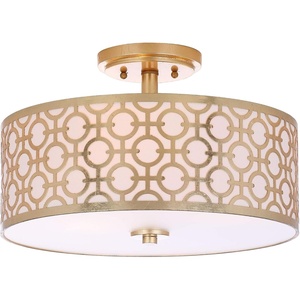 image:imageSAFAVIEH FLU4001C Collection Vera ChainLink 3 155 Chrome Mount Flush Light 0Gold