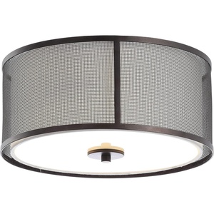 image:imageSAFAVIEH FLU4035A Layne Dark Grey and White 2Light LED Bulbs Included Flush Mount