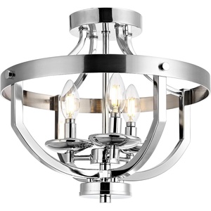 image:imageSAFAVIEH FLU4042A Vanda Nickel Brass 3Light LED Bulbs Included Flush Mount