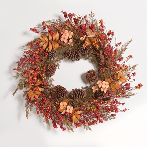 image:imageSAFAVIEH Home Collection 31inch Decorative Artificial Berry amp Coreopsis Wreath Fully Assembled
