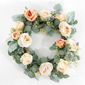 image:imageSAFAVIEH Home Collection Faux Artificial 24inch Rose amp Eucalyptus Decorative Wreath