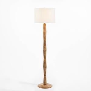 image:imageSAFAVIEH Lighting  Brodie 60Inch Wood Floor Lamp  Brown  Cotton Drum Shade  MidCentury SlimPole Design  Ideal for Living Room Bedroom  Bulb Sold Separately FLL2002A