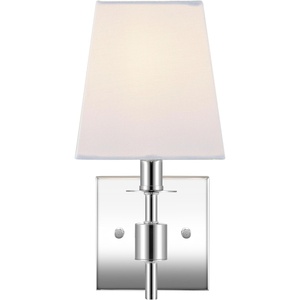 image:imageSAFAVIEH Lighting  Clauren 112Inch Wall Sconce Set of 2  Chrome  Fabric Shade  Transitional SingleArm Design  Ideal for Hallway Bedroom Bathroom  LED Bulbs Included SCN4122CSET2Chrome