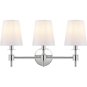 image:imageSAFAVIEH Lighting  Davielle 3Light 21Inch Wall Sconce  Chrome  Fabric Shade  3Light Design  Ideal for Vanity Hallway Bedroom Bathroom  LED Bulbs Included SCN4120CChrome