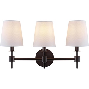 image:imageSAFAVIEH Lighting  Davielle 3Light 21Inch Wall Sconce  Chrome  Fabric Shade  3Light Design  Ideal for Vanity Hallway Bedroom Bathroom  LED Bulbs Included SCN4120CBlack