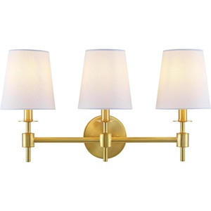 image:imageSAFAVIEH Lighting  Davielle 3Light 21Inch Wall Sconce  Chrome  Fabric Shade  3Light Design  Ideal for Vanity Hallway Bedroom Bathroom  LED Bulbs Included SCN4120CBrass