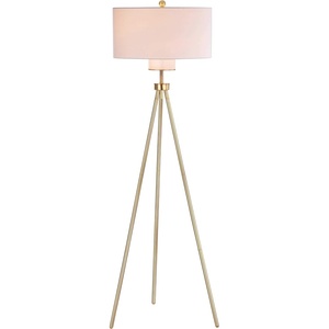 image:imageSAFAVIEH Lighting  Enrica 66Inch Floor Lamp  Brass Gold  Fabric Shade  MidCentury Tripod Leg Design  Ideal for Living Room Bedroom  LED Bulb Included FLL4008A